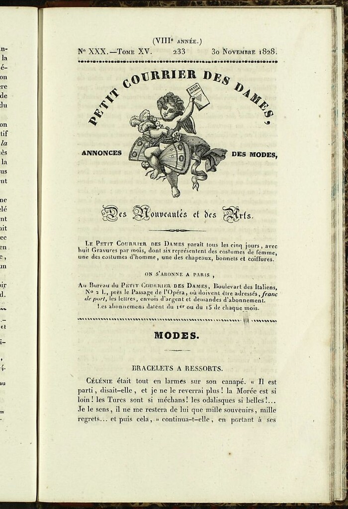 Miniatura de Petit Courrier Des Dames del 30 de noviembre de 1828