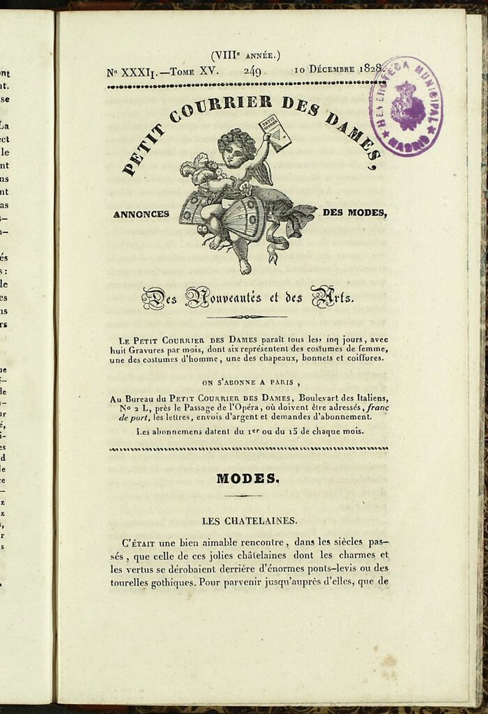 Miniatura de Petit Courrier Des Dames del 10 de diciembre de 1828