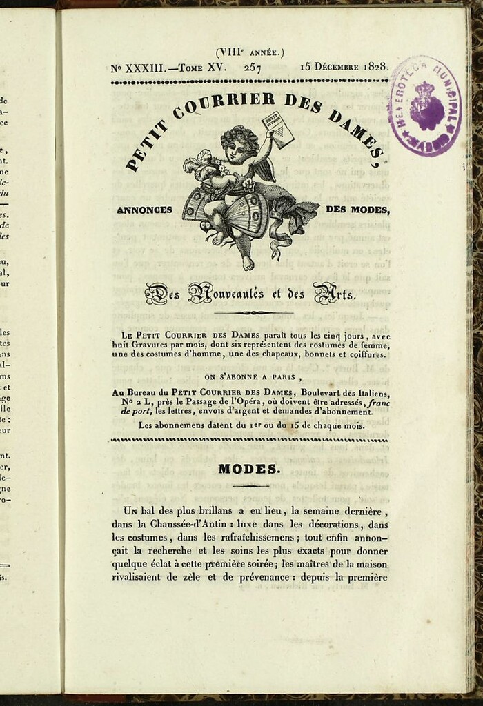 Miniatura de Petit Courrier Des Dames del 15 de diciembre de 1828