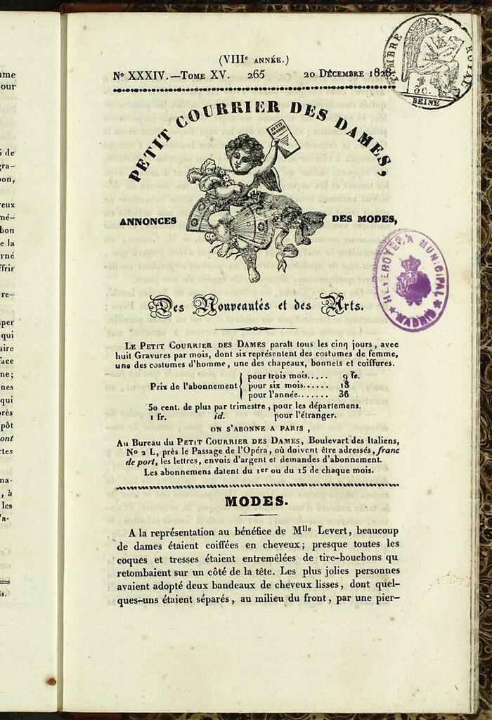 Miniatura de Petit Courrier Des Dames del 20 de diciembre de 1828