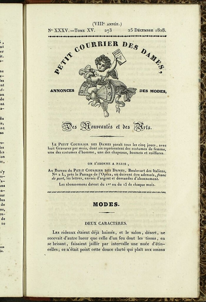 Miniatura de Petit Courrier Des Dames del 25 de diciembre de 1828