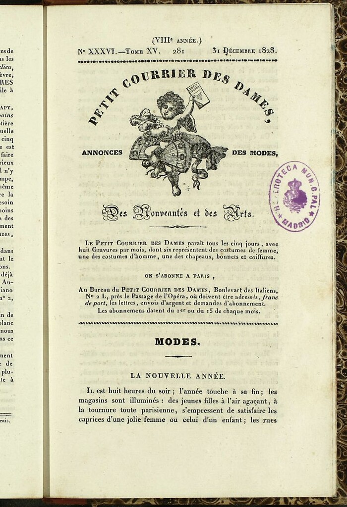 Miniatura de Petit Courrier Des Dames del 31 de diciembre de 1828