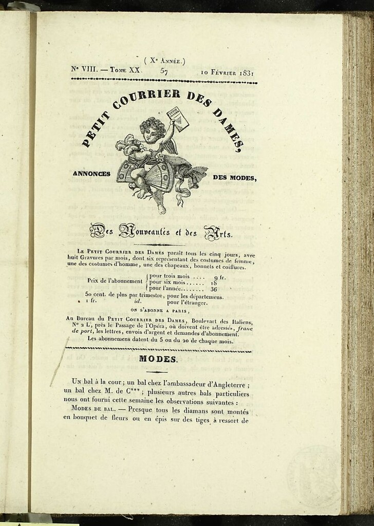 Miniatura de Petit Courrier des Dames : annonces des modes, des nouveautés et des arts del 10 de Febrero de 1831
