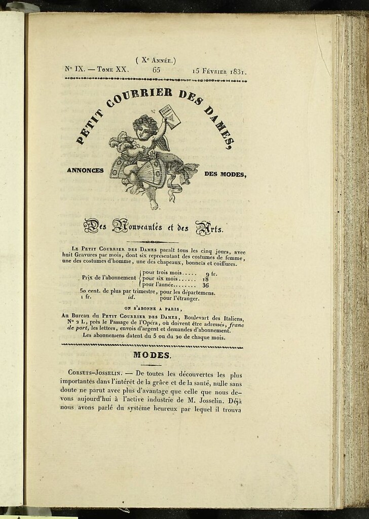 Miniatura de Petit Courrier des Dames : annonces des modes, des nouveautés et des arts del 15 de Febrero de 1831