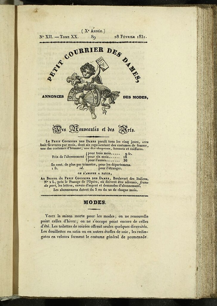 Miniatura de Petit Courrier des Dames : annonces des modes, des nouveautés et des arts del 28 de Febrero de 1831