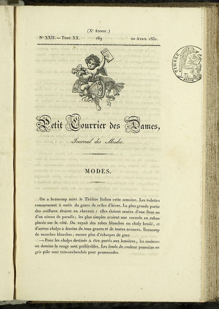 Miniatura de Petit Courrier des Dames : annonces des modes, des nouveautés et des arts del 20 de Abril de 1831