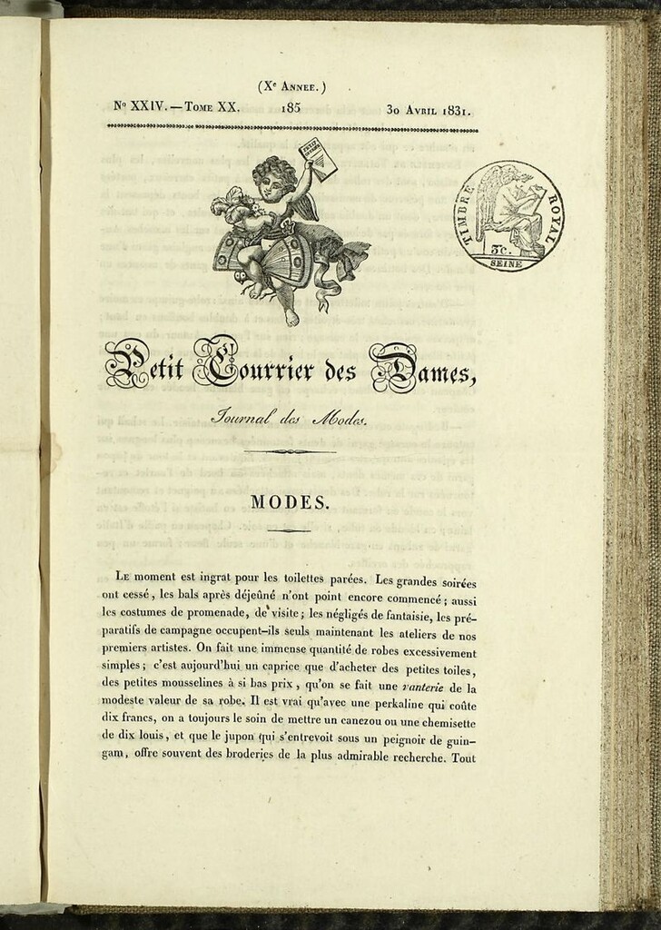 Miniatura de Petit Courrier des Dames : annonces des modes, des nouveautés et des arts del 30 de Abril de 1831