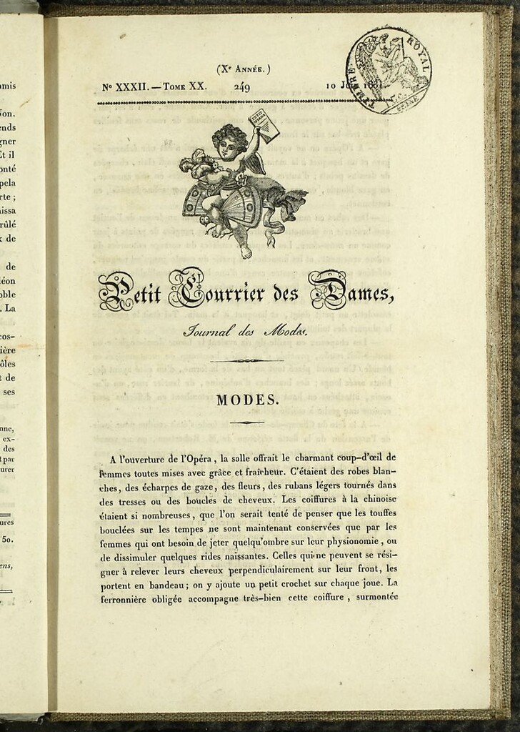 Miniatura de Petit Courrier des Dames : annonces des modes, des nouveautés et des arts del 10 de Junio de 1831