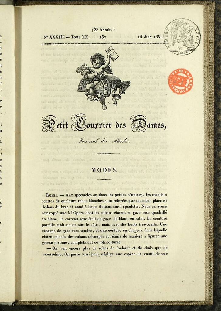 Miniatura de Petit Courrier des Dames : annonces des modes, des nouveautés et des arts del 15 de Junio de 1831