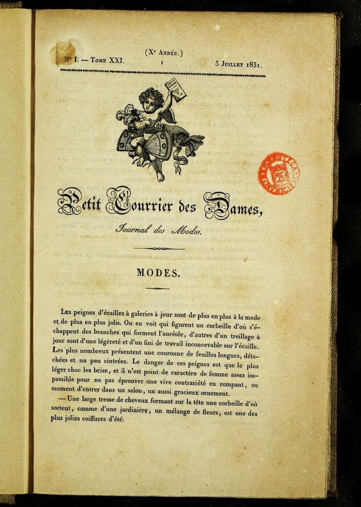 Miniatura de Petit Courrier des Dames : annonces des modes, des nouveautés et des arts del 5 de Julio de 1831