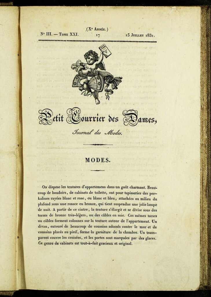 Miniatura de Petit Courrier des Dames : annonces des modes, des nouveautés et des arts del 15 de Julio de 1831