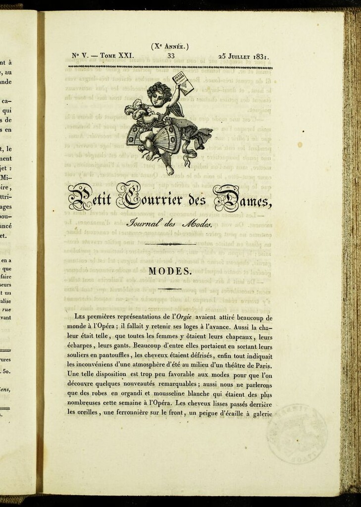Miniatura de Petit Courrier des Dames : annonces des modes, des nouveautés et des arts del 25 de Julio de 1831