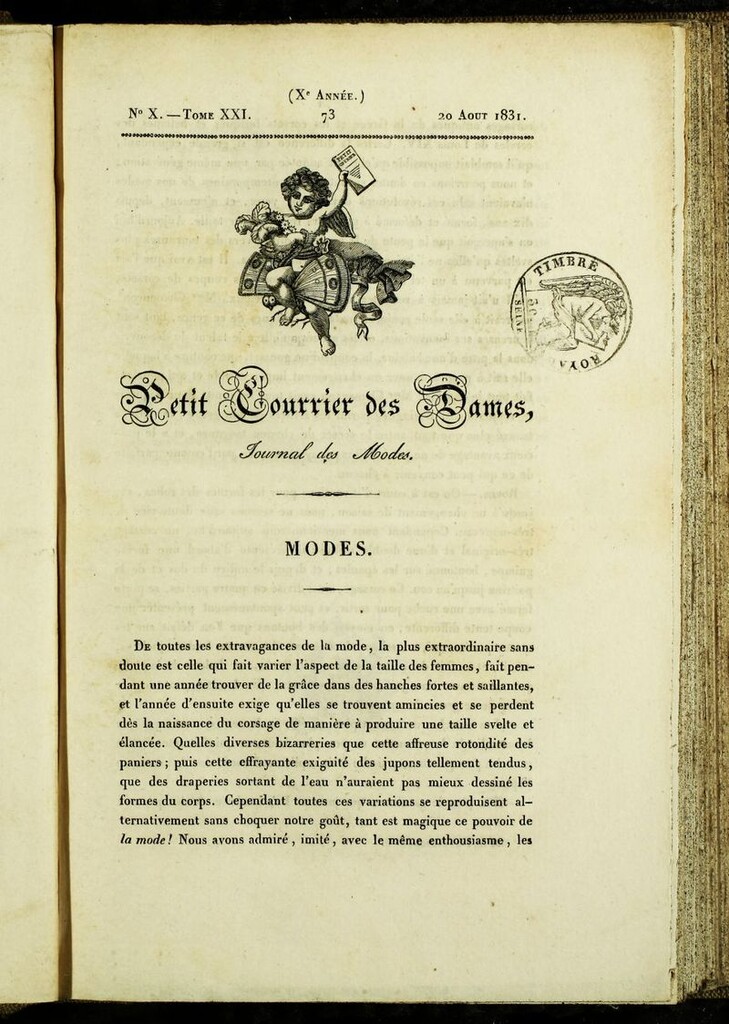 Miniatura de Petit Courrier des Dames : annonces des modes, des nouveautés et des arts del 20 de Agosto de 1831