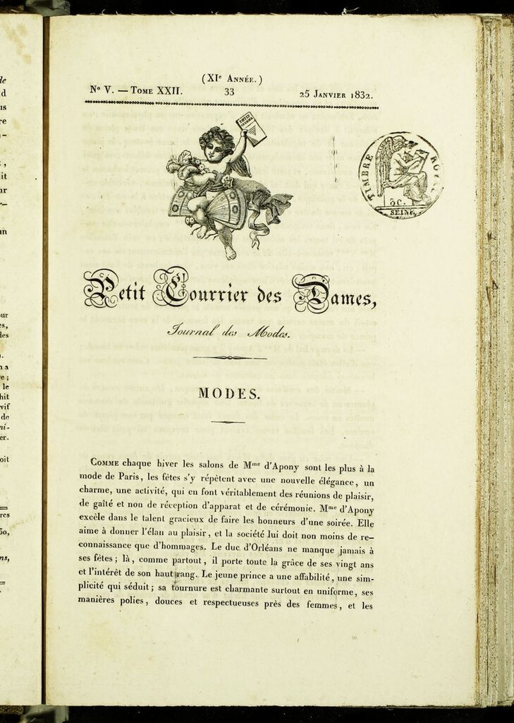 Miniatura de Petit Courrier des Dames : annonces des modes, des nouveautés et des arts del 25 de Enero de 1832