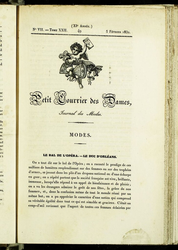 Miniatura de Petit Courrier des Dames : annonces des modes, des nouveautés et des arts del 5 de Febrero de 1832