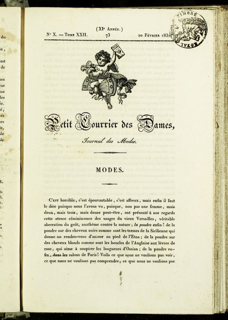 Miniatura de Petit Courrier des Dames : annonces des modes, des nouveautés et des arts del 20 de Febrero de 1832