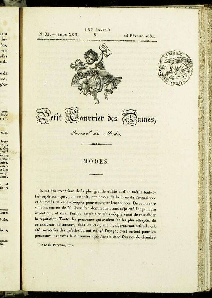 Miniatura de Petit Courrier des Dames : annonces des modes, des nouveautés et des arts del 25 de Febrero de 1832
