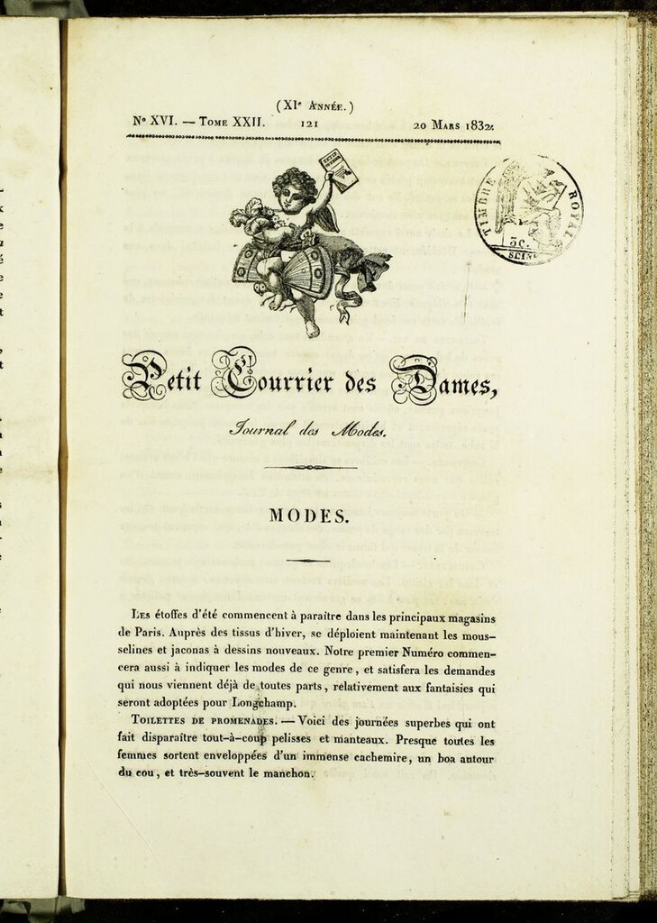 Miniatura de Petit Courrier des Dames : annonces des modes, des nouveautés et des arts del 20 de Marzo de 1832