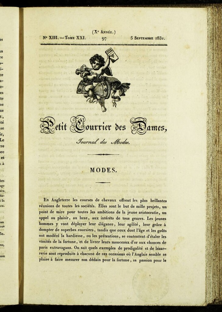 Miniatura de Petit Courrier Des Dames del 5 de septiembre de 1831