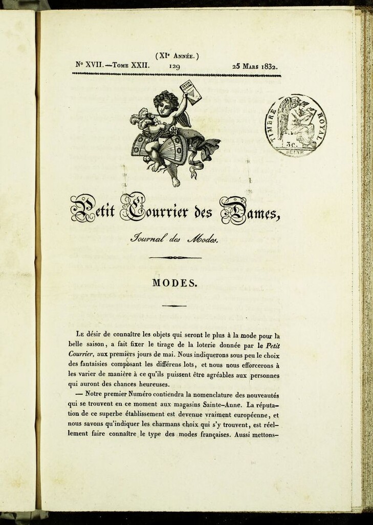 Miniatura de Petit Courrier des Dames : annonces des modes, des nouveautés et des arts del 25 de Marzo de 1832