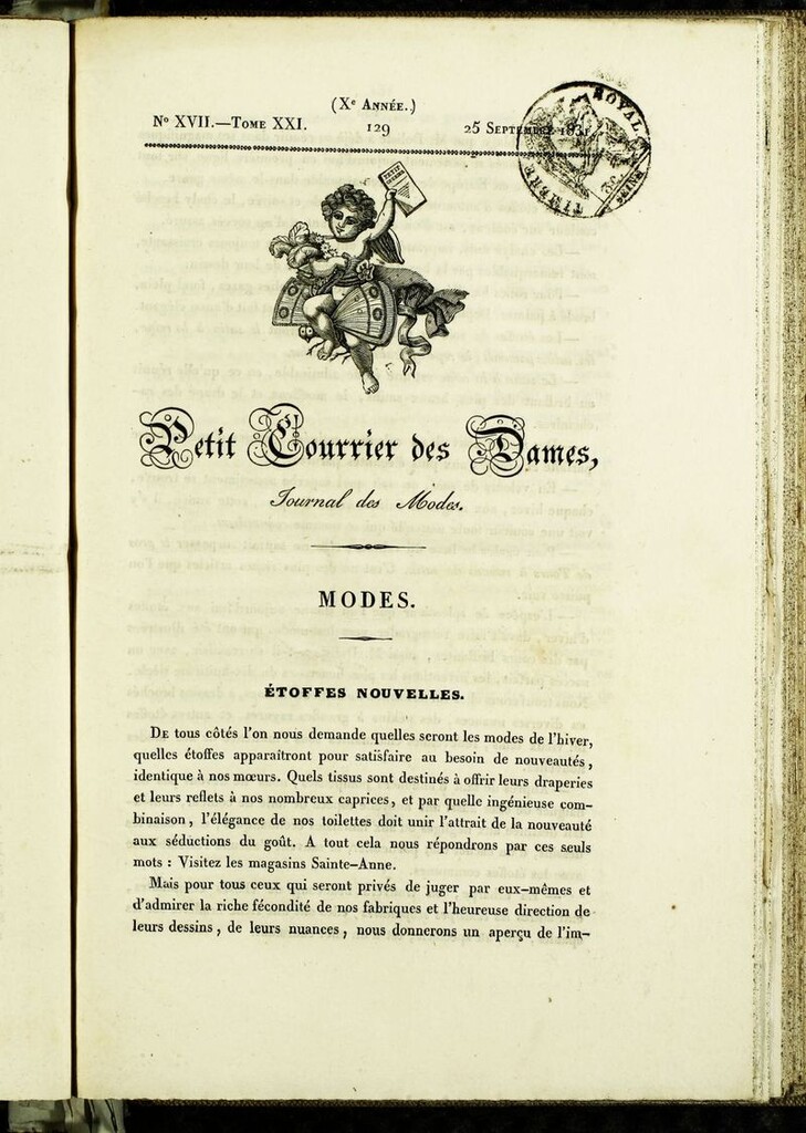 Miniatura de Petit Courrier Des Dames del 25 de septiembre de 1831