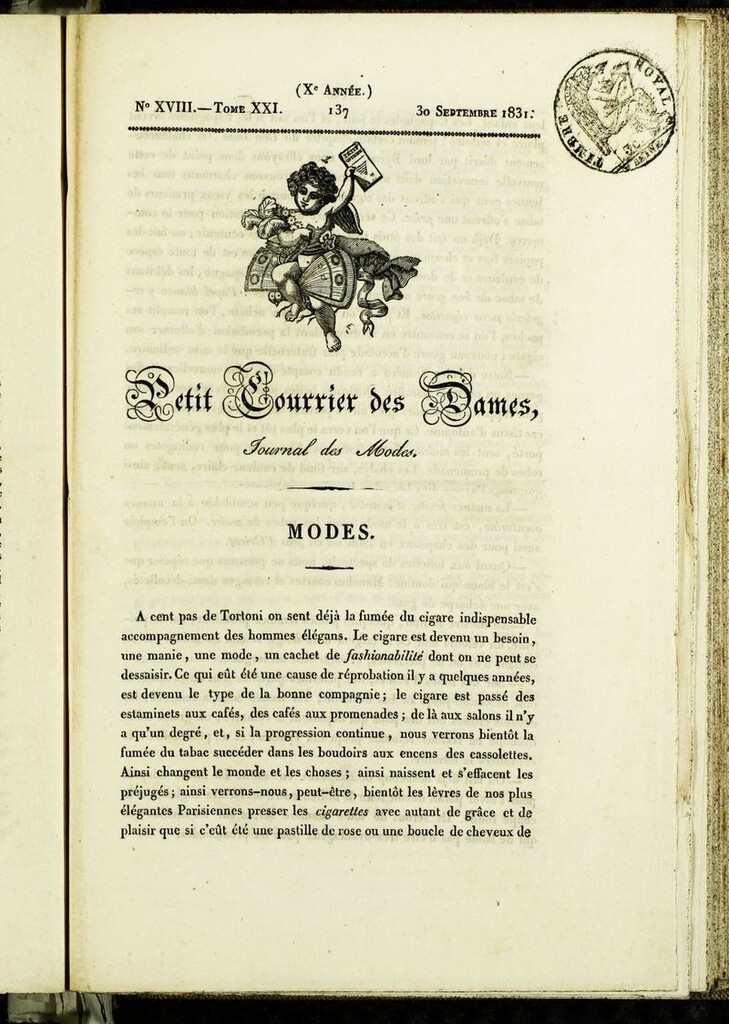 Miniatura de Petit Courrier Des Dames del 30 de septiembre de 1831