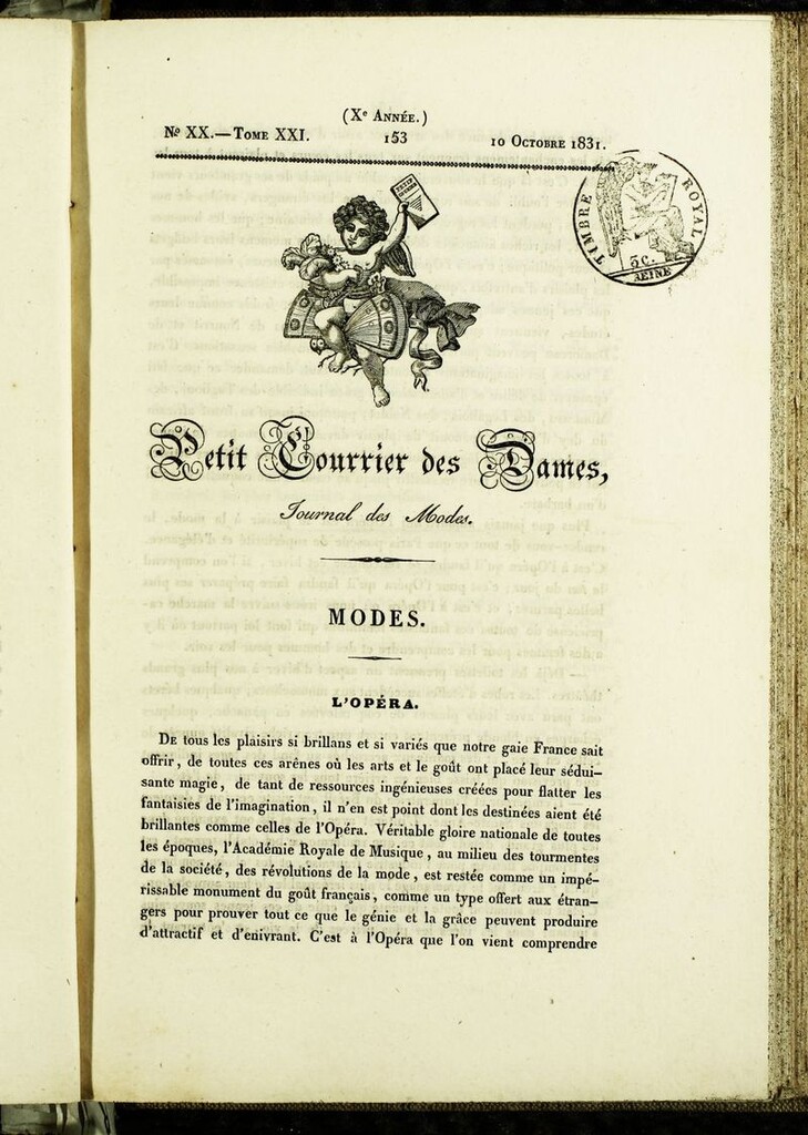 Miniatura de Petit Courrier des Dames : annonces des modes, des nouveautés et des arts del 10 de Octubre de 1831