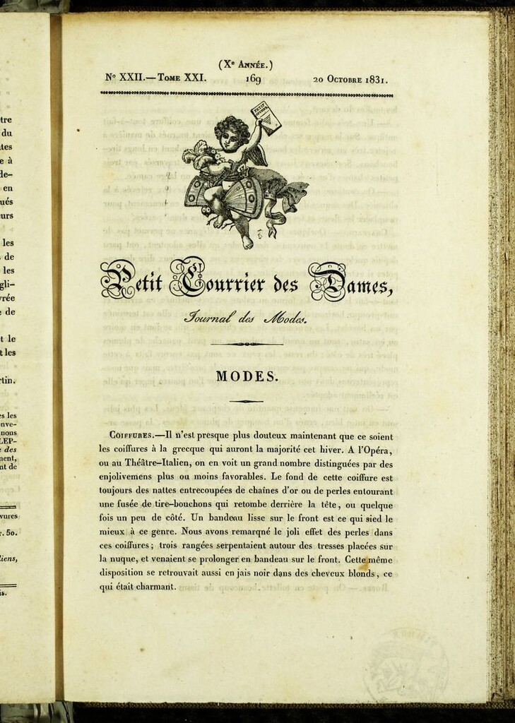 Miniatura de Petit Courrier des Dames : annonces des modes, des nouveautés et des arts del 20 de Octubre de 1831