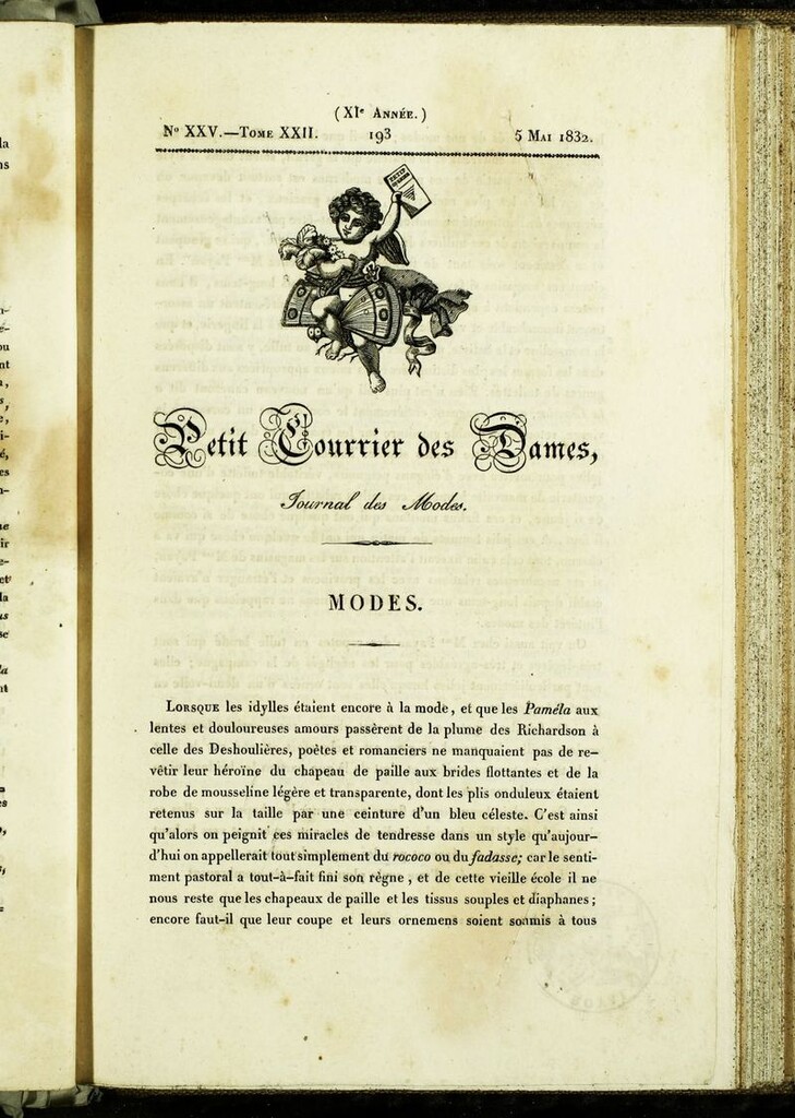 Miniatura de Petit Courrier des Dames : annonces des modes, des nouveautés et des arts del 5 de Mayo de 1832