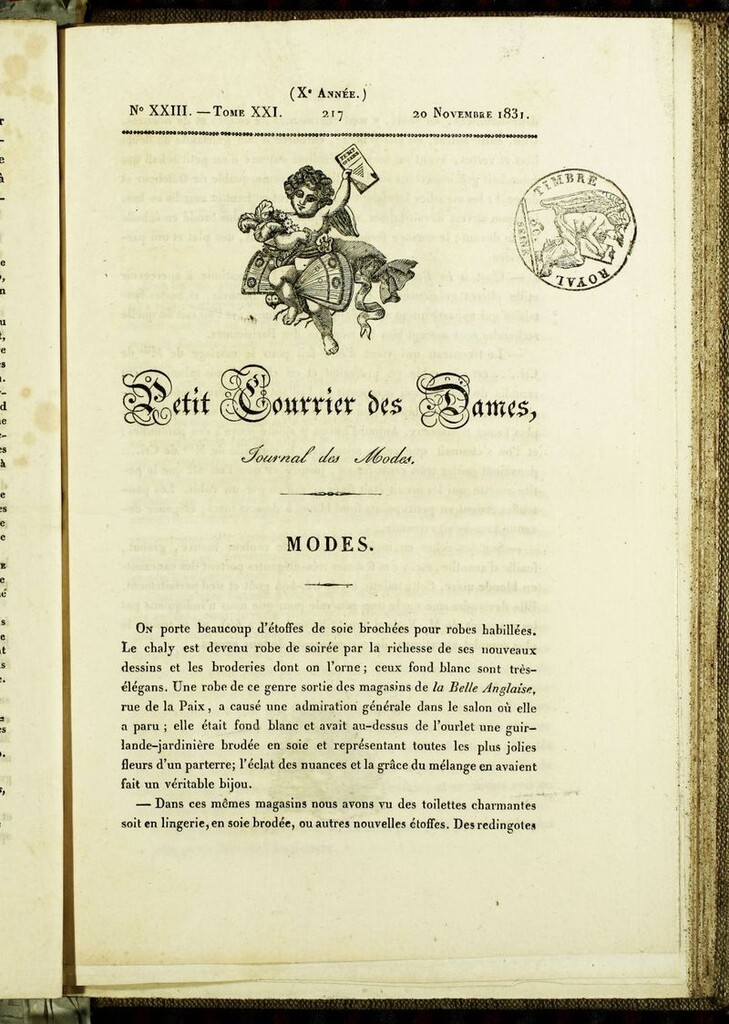 Miniatura de Petit Courrier Des Dames del 20 de noviembre de 1831