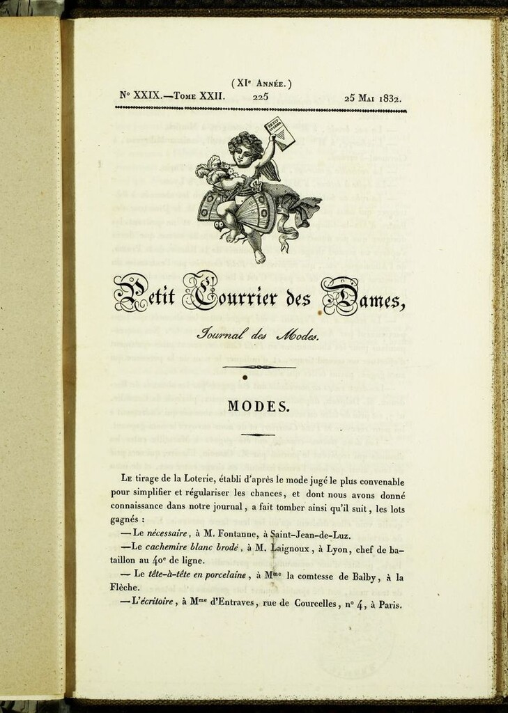 Miniatura de Petit Courrier des Dames : annonces des modes, des nouveautés et des arts del 25 de Mayo de 1832