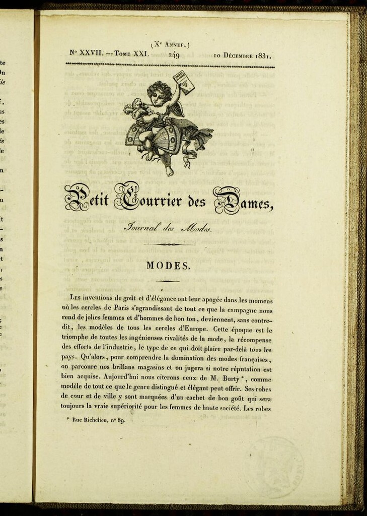 Miniatura de Petit Courrier Des Dames del 10 de diciembre de 1831