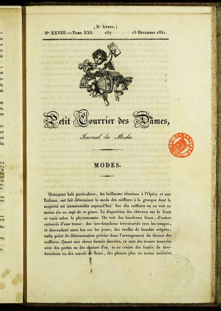 Miniatura de Petit Courrier Des Dames del 15 de diciembre de 1831