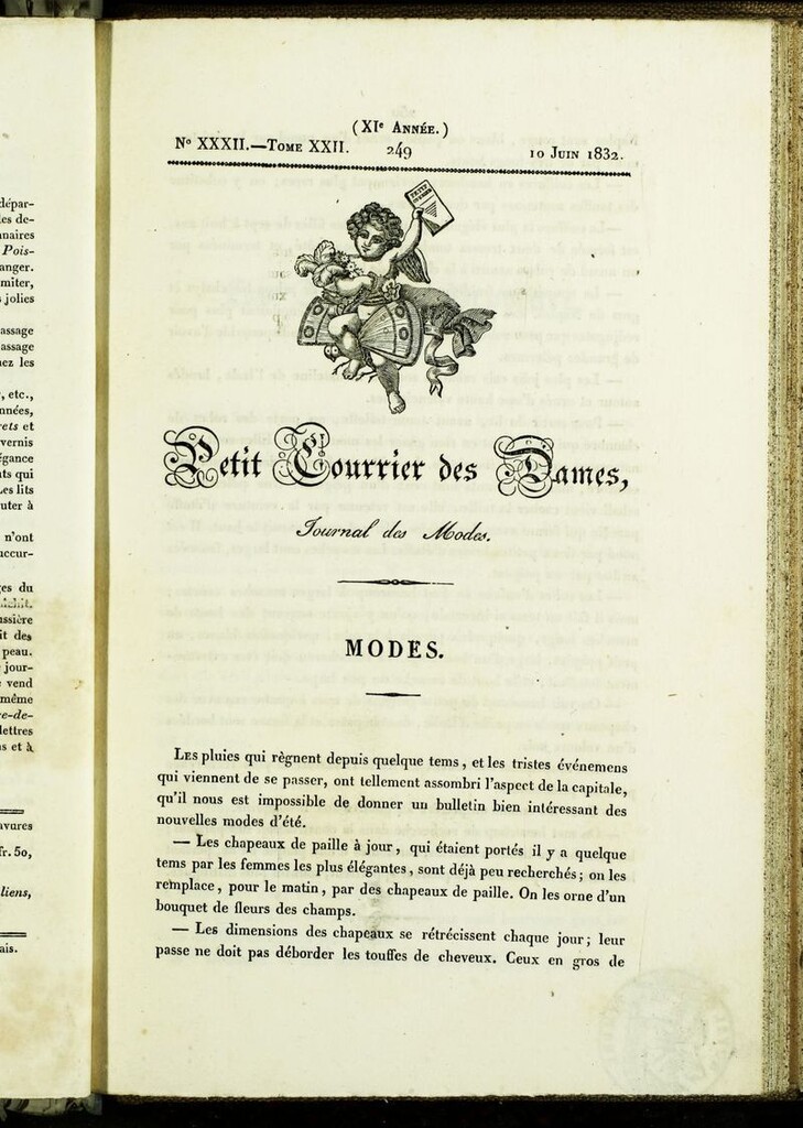 Miniatura de Petit Courrier des Dames : annonces des modes, des nouveautés et des arts del 10 de Junio de 1832