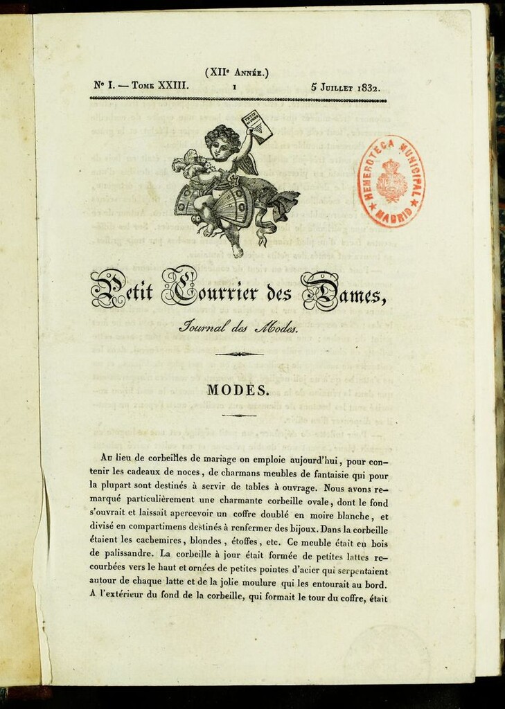 Miniatura de Petit Courrier des Dames : annonces des modes, des nouveautés et des arts del 5 de Julio de 1832
