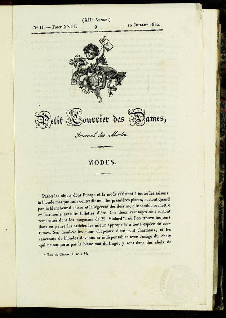 Miniatura de Petit Courrier des Dames : annonces des modes, des nouveautés et des arts del 10 de Julio de 1832