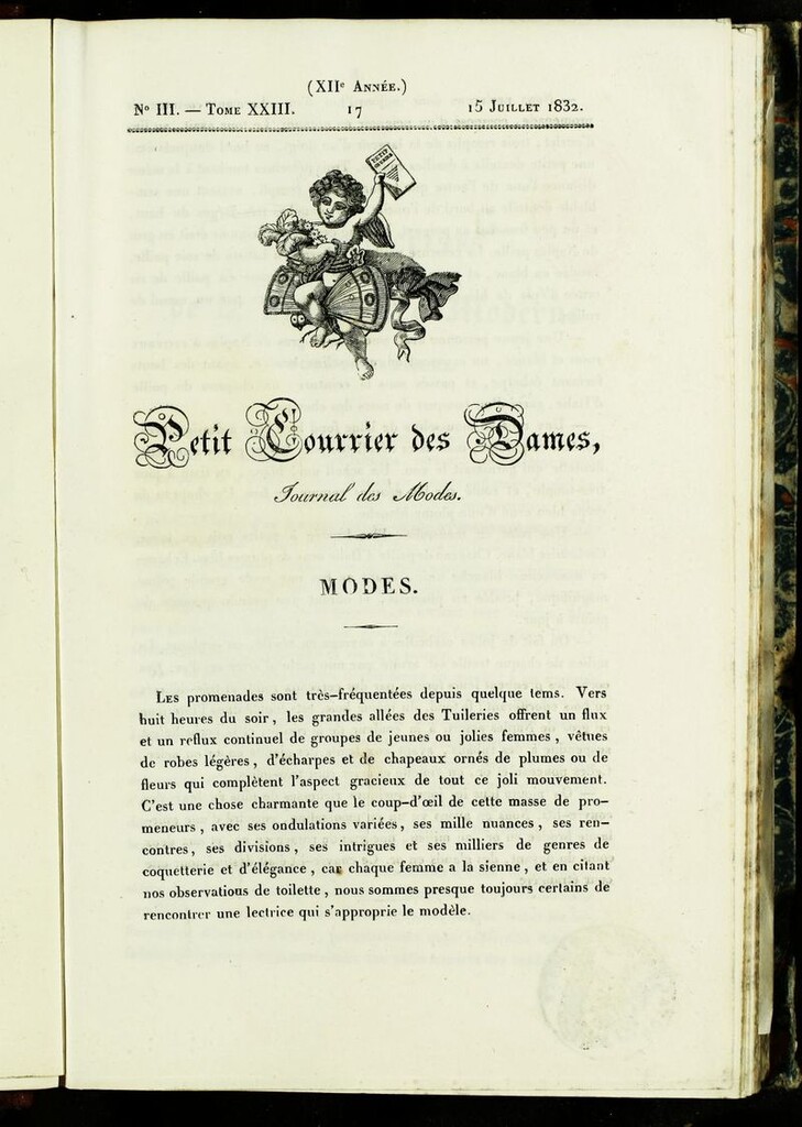 Miniatura de Petit Courrier des Dames : annonces des modes, des nouveautés et des arts del 15 de Julio de 1832