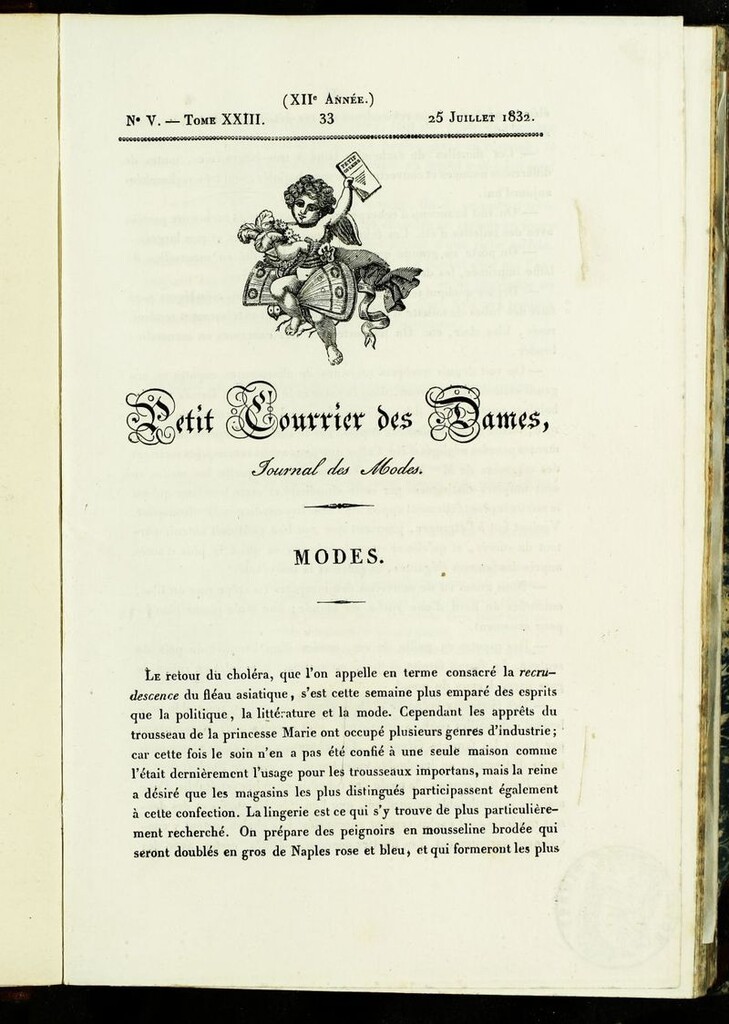 Miniatura de Petit Courrier des Dames : annonces des modes, des nouveautés et des arts del 25 de Julio de 1832