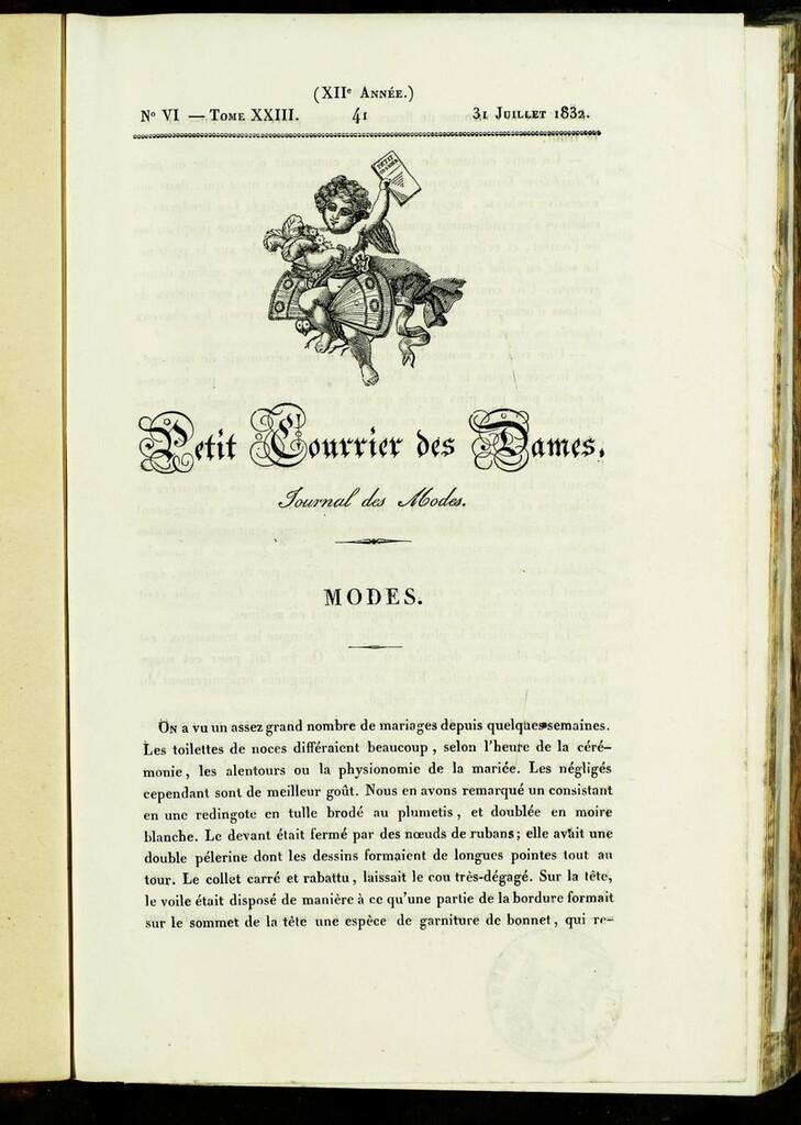 Miniatura de Petit Courrier des Dames : annonces des modes, des nouveautés et des arts del 31 de Julio de 1832