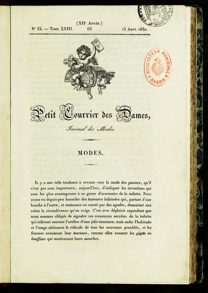 Miniatura de Petit Courrier des Dames : annonces des modes, des nouveautés et des arts del 15 de Agosto de 1832