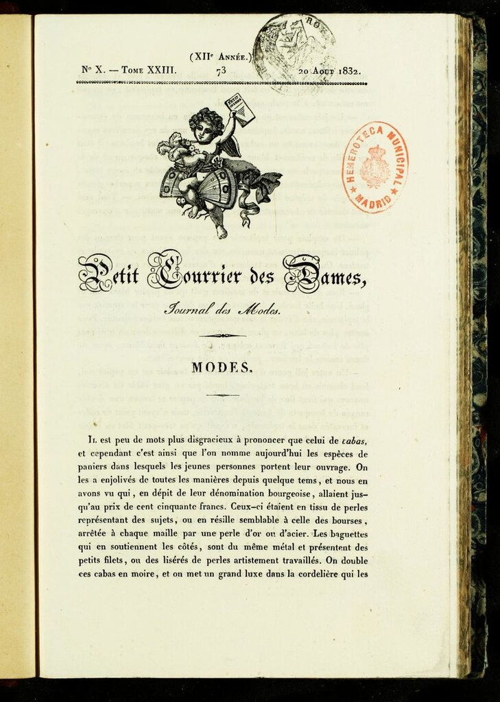 Miniatura de Petit Courrier des Dames : annonces des modes, des nouveautés et des arts del 20 de Agosto de 1832