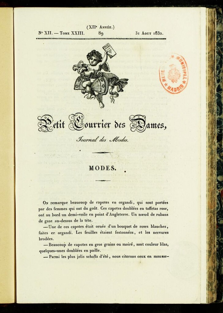 Miniatura de Petit Courrier des Dames : annonces des modes, des nouveautés et des arts del 31 de Agosto de 1832