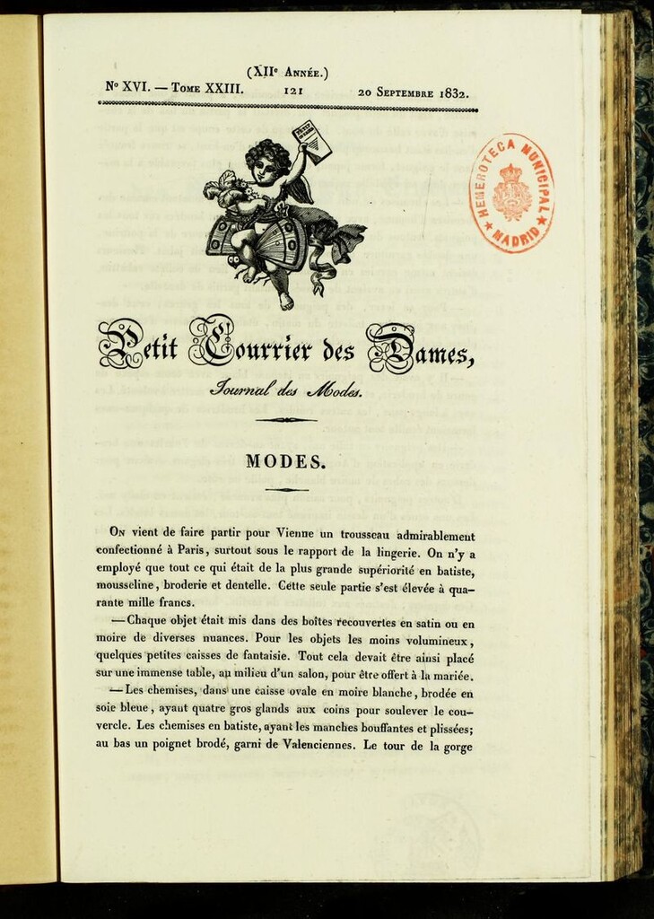 Miniatura de Petit Courrier Des Dames del 20 de septiembre de 1832