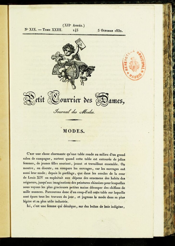Miniatura de Petit Courrier des Dames : annonces des modes, des nouveautés et des arts del 5 de Octubre de 1832