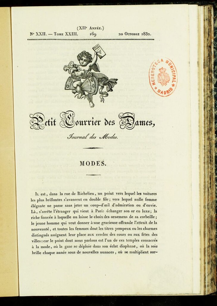 Miniatura de Petit Courrier des Dames : annonces des modes, des nouveautés et des arts del 20 de Octubre de 1832