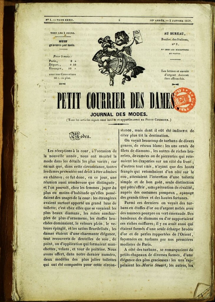 Miniatura de Petit Courrier des Dames : annonces des modes, des nouveautés et des arts del 5 de Enero de 1837