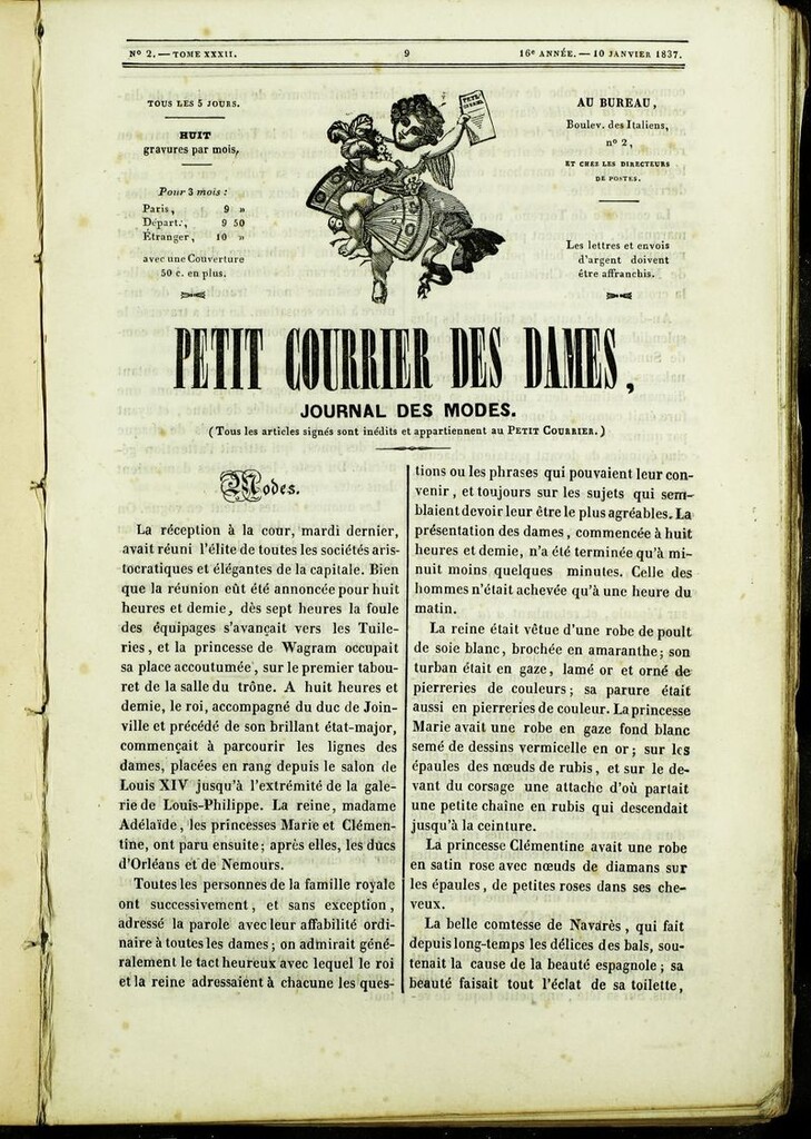 Miniatura de Petit Courrier des Dames : annonces des modes, des nouveautés et des arts del 10 de Enero de 1837