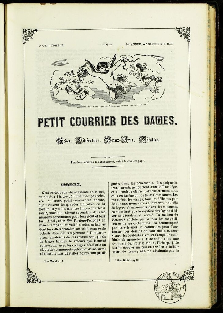Miniatura de Petit Courrier Des Dames del 5 de septiembre de 1846
