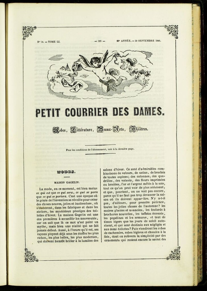 Miniatura de Petit Courrier Des Dames del 10 de septiembre de 1846