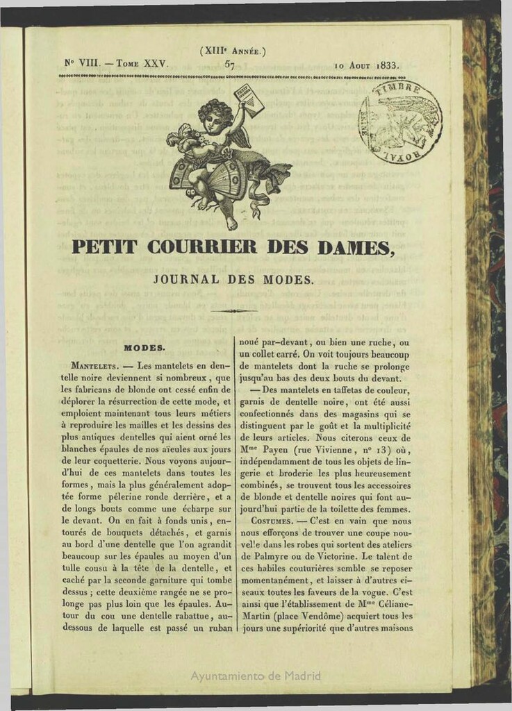 Miniatura de Petit Courrier des Dames : journal des modes del 10 de Agosto de 1833